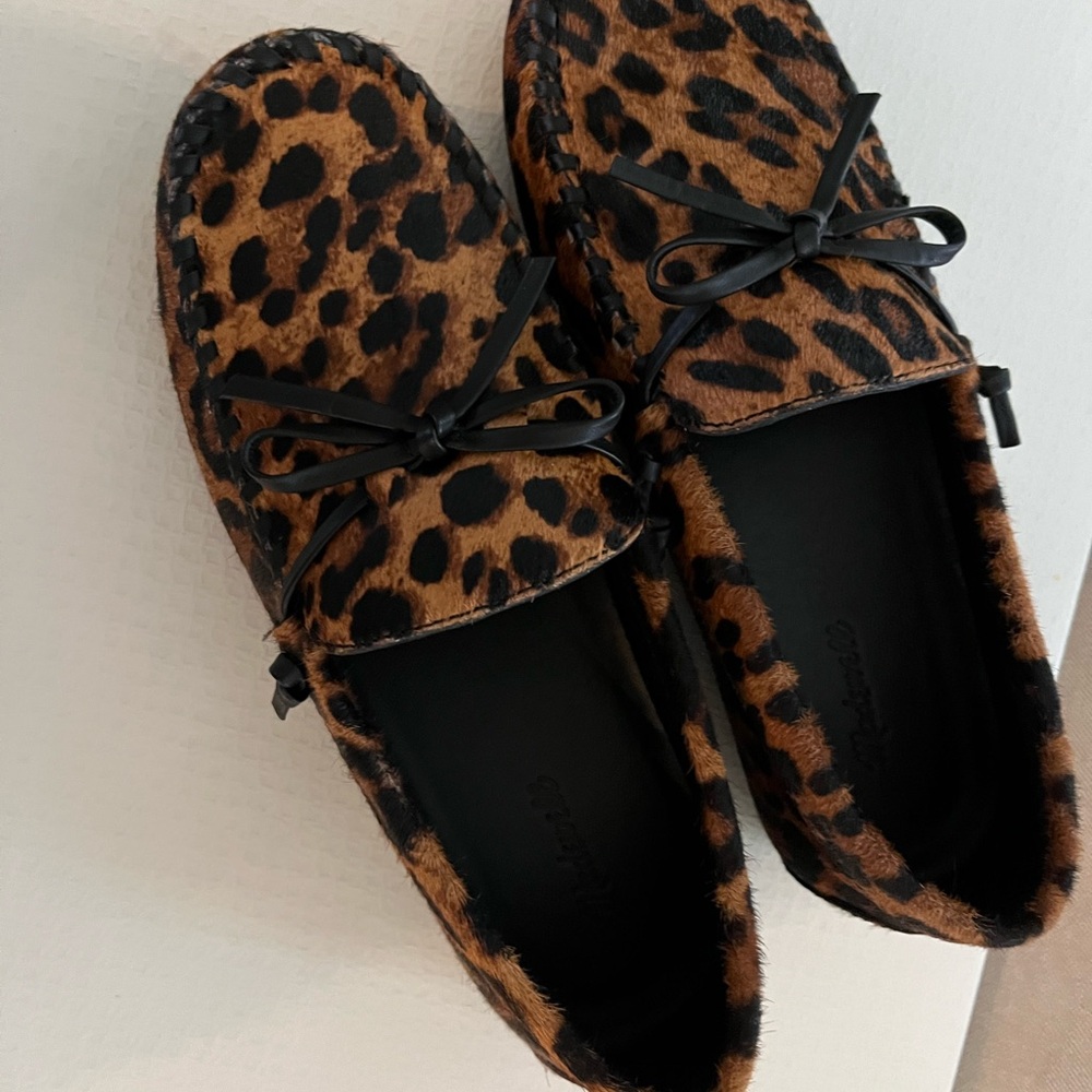 Madewell Leopard Print Flats with Black Bow